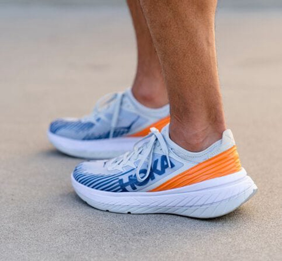 Hoka Australia One One Carbon X-SPE - Mens Running Shoes White/Blue - UBVRJ-2089